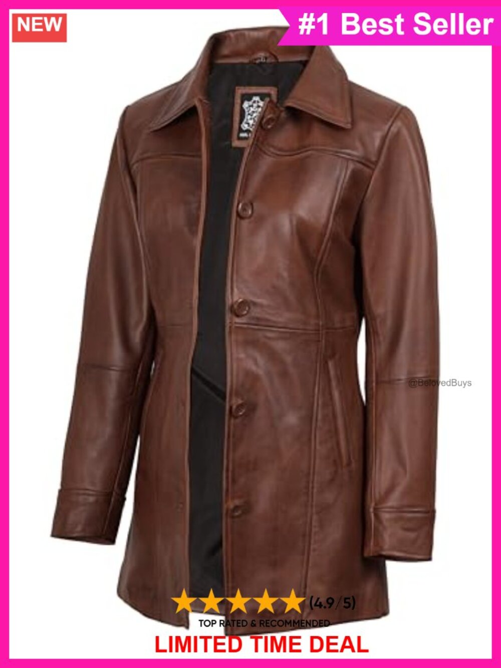 Women's Real Lambskin Leather Jacket Button Front Car Coat Workwear